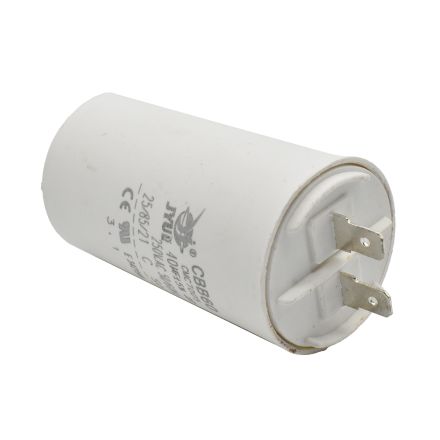 Superior Electric CMC7005 40MFD +/-5% 50Hz/60Hz AC 250V Cylinder Motor Running Capacitor - 2 Pin, White Color, 8mm Threaded End (CBB60)